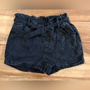 TGLA Acid Washed Black ‘Paper Bag’ Tie Waist Denim Shorts, 100% Cotton, Size XS